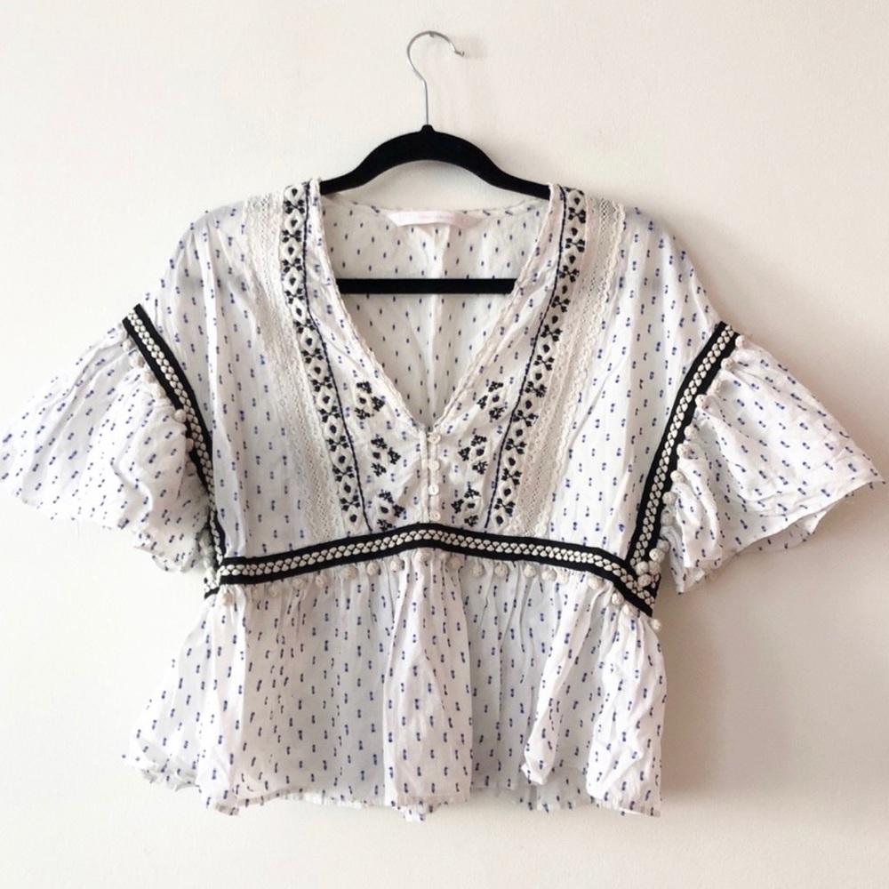 Zara pom pom blouse